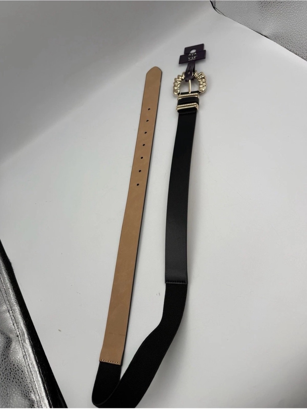 NWT Ava & Viv Black Belt with Gold Decorative Buckle W/Loop Plus Size 3X - Picture 3 of 11